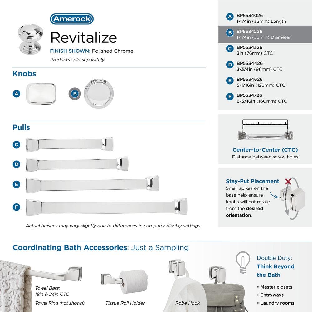Polished Chrome Round Cabinet Knob with Mounting Hardware