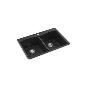 Color : Black, Size : 50x43x22cm Kitchen Sinks Quartz Stone Sink Kitchen Granite Single Trough Thickened Sink Sink Package Double Bowl 