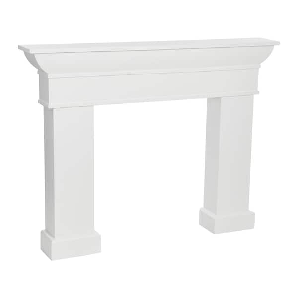 Storied Home 65 in. L x 49-1/2 in. H Monolith Mantel, White