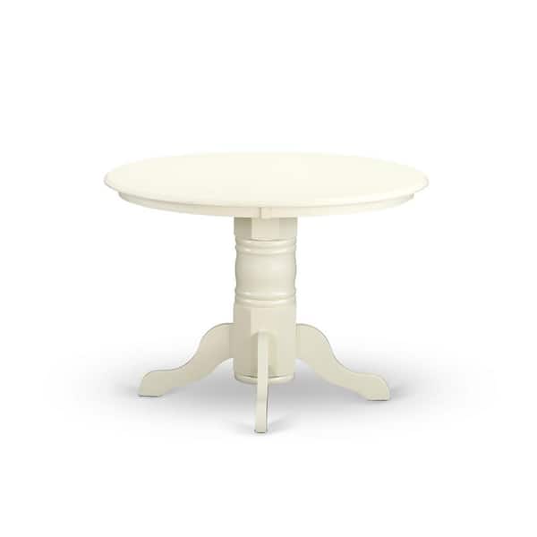 East West Furniture 3-Piece Linen White Solid Wood Top - Button Tufted Dining Room Set - Seats 4