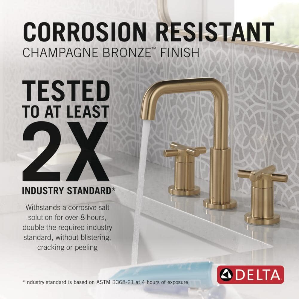 Champagne Bronze 3-Hole Widespread Bathroom Faucet with Dual Handles