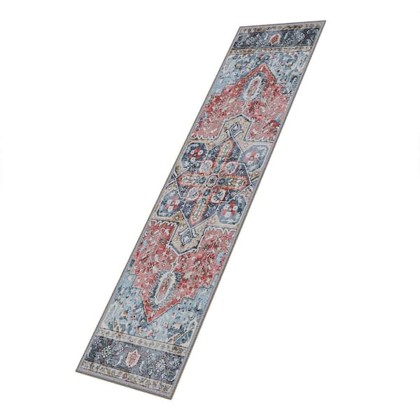 Blue/Red 8 in. x 30 in. Stair Tread Cover Set (Set of 15)