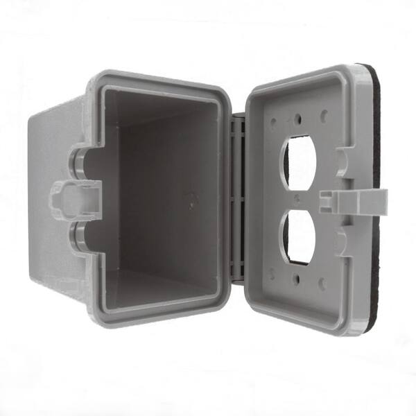 for 1.406-Inch Hole Device Single Receptacles Leviton 5978-DCL 1-Gang Raintight While in Use Standard Cover Extra Deep Clear Cover Gray Base Vertical Mount 