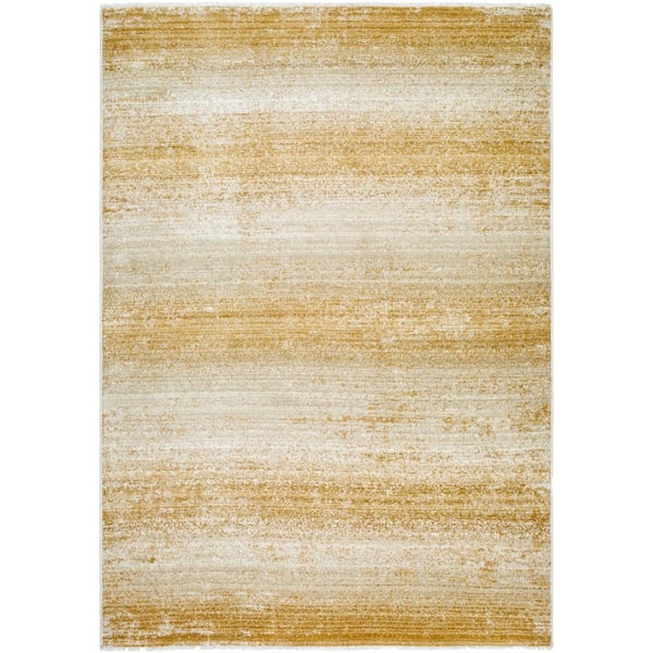 Livabliss Rojin Oatmeal/Mustard Striped 8 ft. x 10 ft. Indoor Area Rug