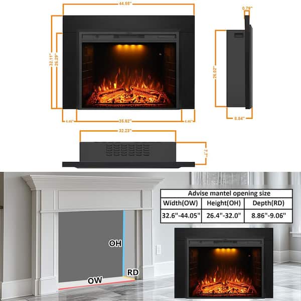 36 in. Electric Fireplace Insert with Trim Kit