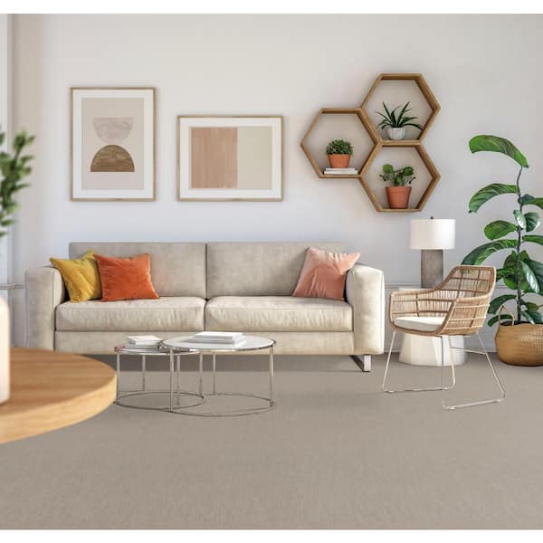 Inner Peace - Porcelain - Beige 26 oz. SD Polyester Pattern Installed Carpet
