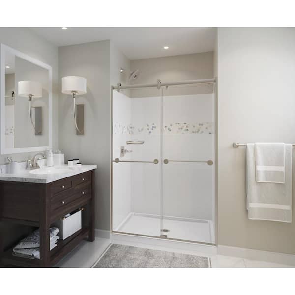 Delta - UPstile 34 in. x 48 in. x 74 in. 3-Piece Direct-To-Stud Alcove Shower Surround with Customizable Design in White