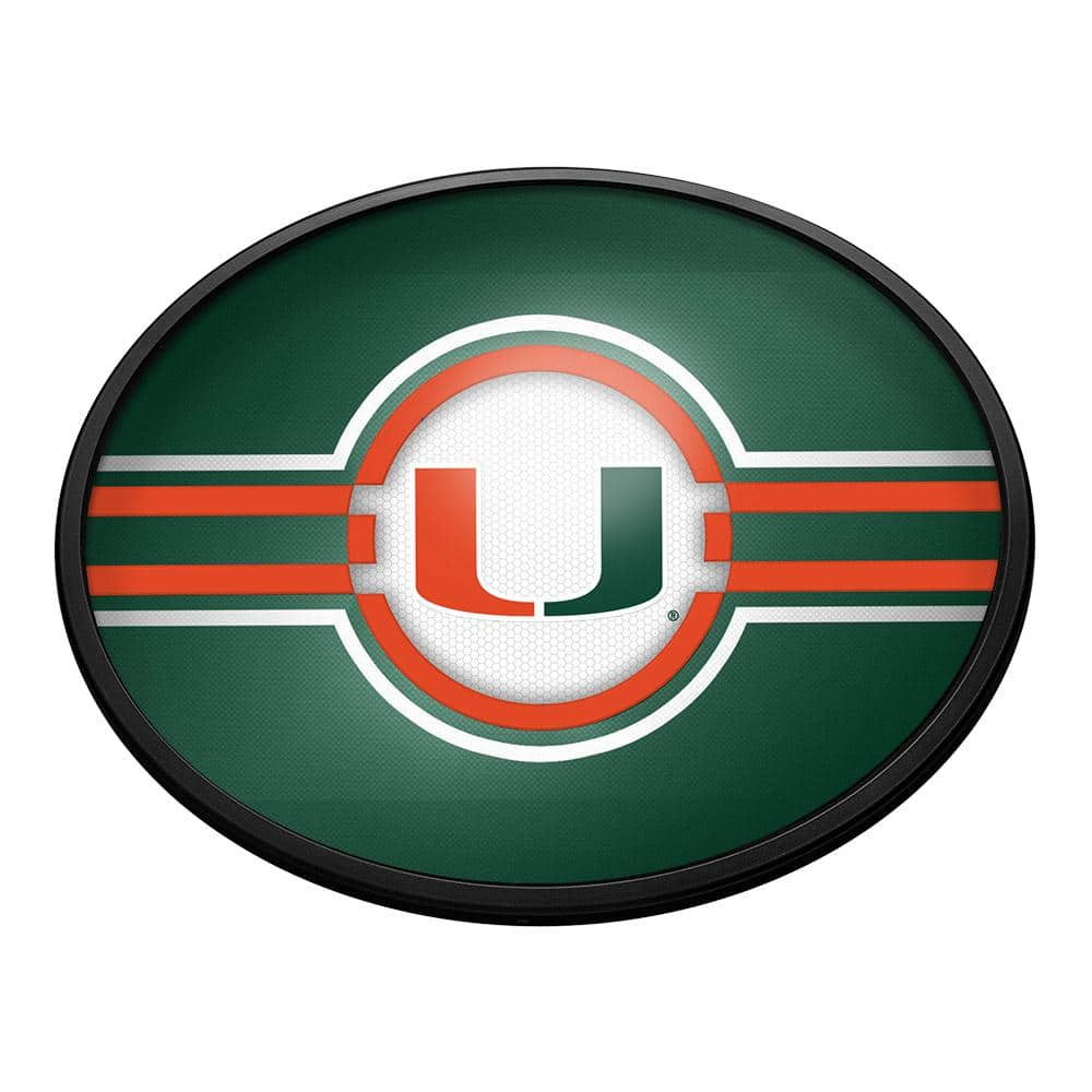 Miami Hurricanes: Oval Slimline Lighted Wall Sign 18 in. L x 14 in. W x 2.5 in. D -  The Fan-Brand, NCMIAM-140-01A