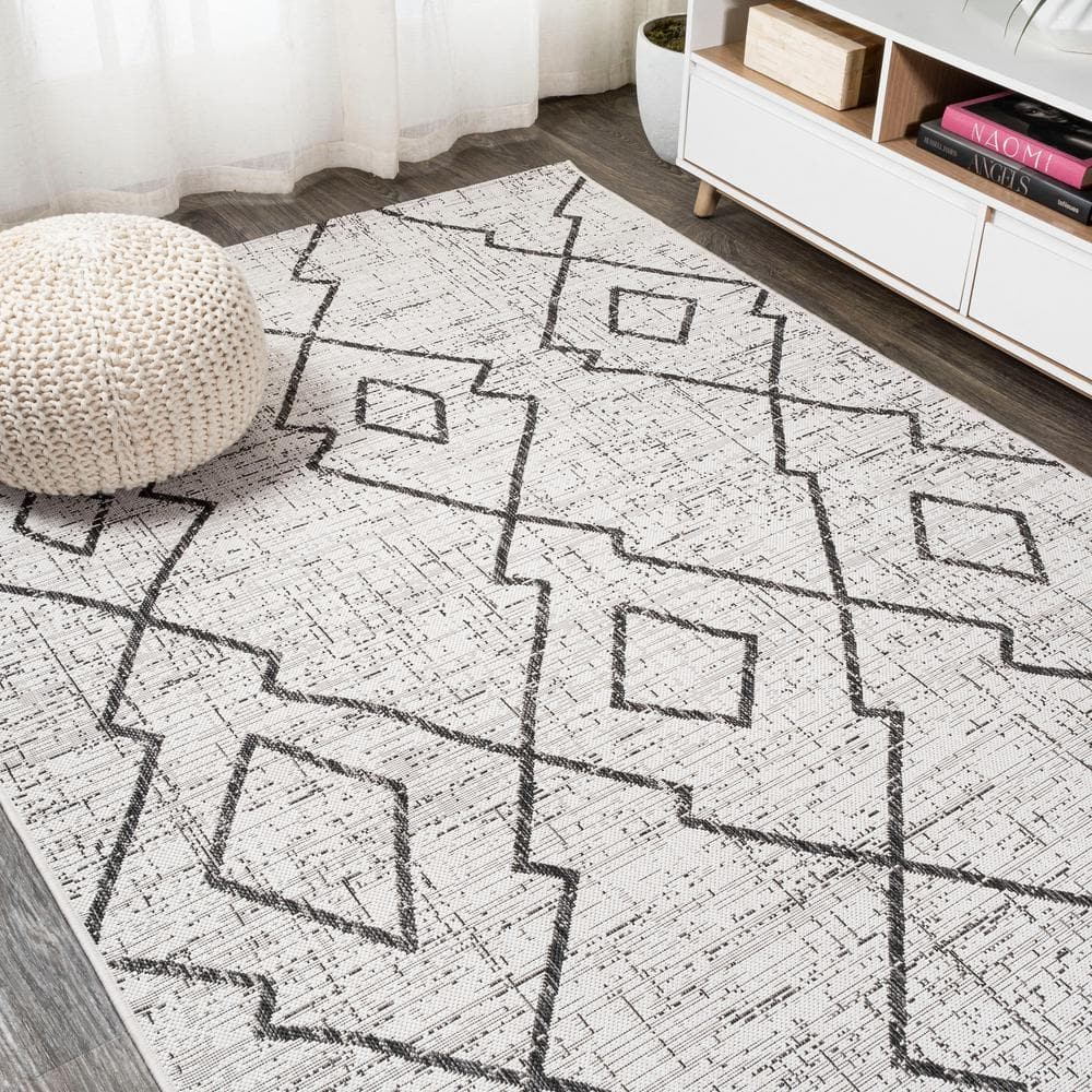 Handmade Black Diamond Trellis Synthetic 5' x 8' Area Rug