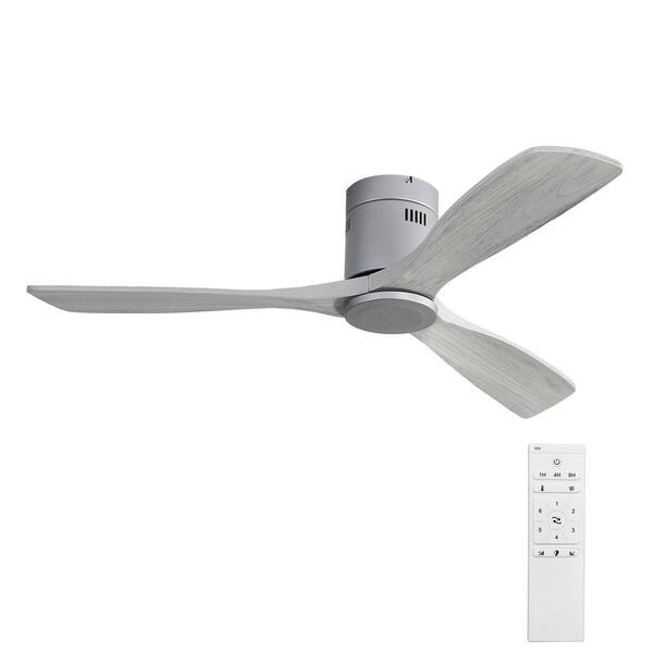 BANSA ROSE 52 in. Indoor Recessed Ceiling Fan 3 Carved Wood Blades