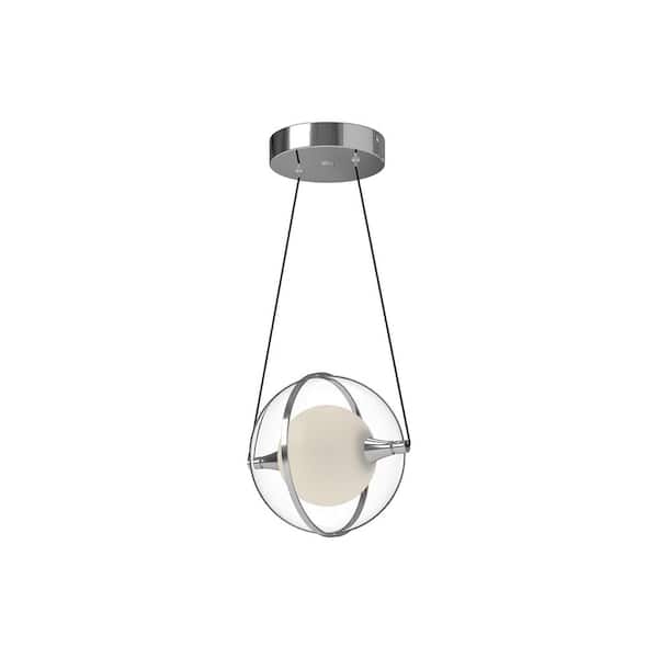 KUZCO Aries 8 in. 1 Light 11-Watt Chrome Integrated LED Pendant Light