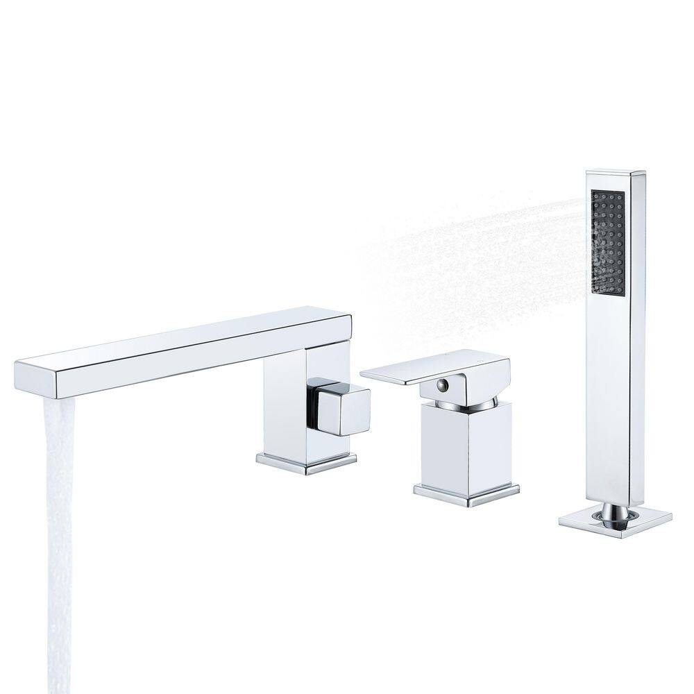 Single-Handle Deck-Mount Roman Tub Faucet with Hand Shower in Polished Chrome price history on PriceWatchPro