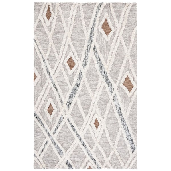 Casablanca 2 ft. x 3 ft. Gray/Ivory Abstract High-Low Wavy Area Rug