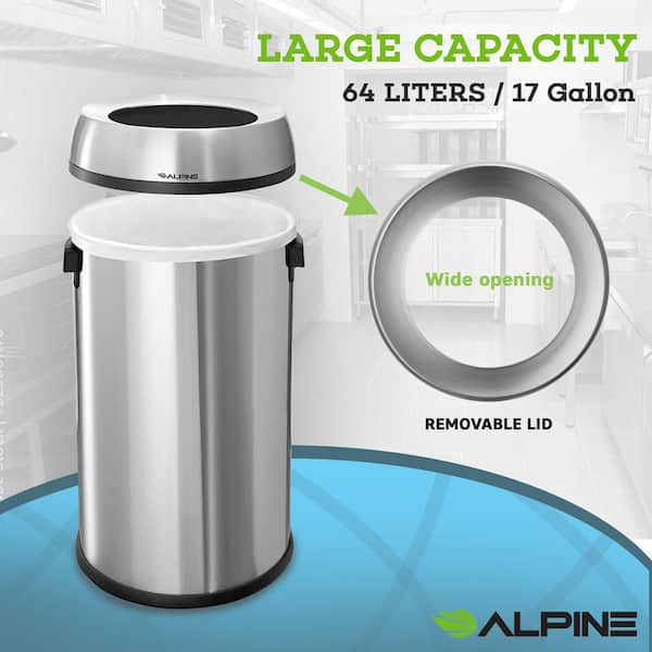 27 Gal. Stainless Steel Open Top Kitchen Trash Can ALP475-27