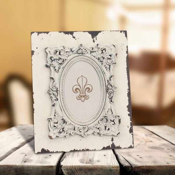 Stonebriar Collection 1-Opening 4 in. x 6 in. Weathered White Wood Polyresin Picture Frame