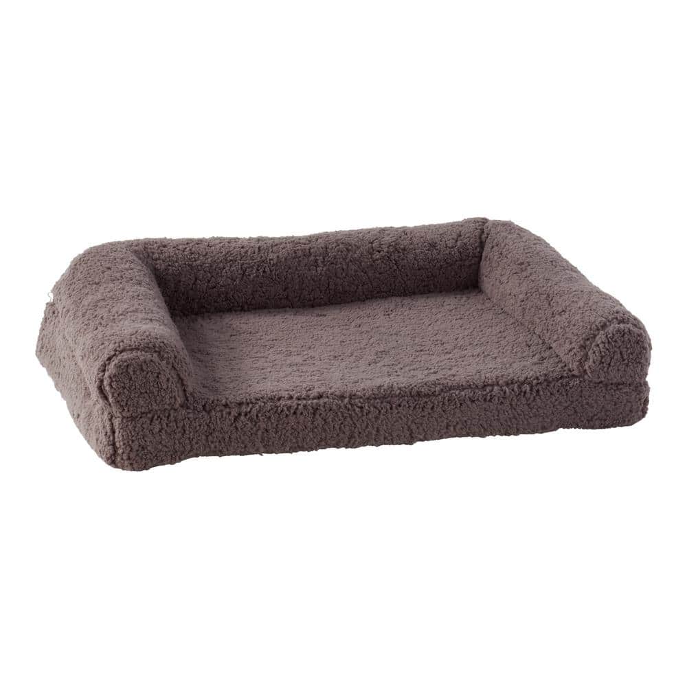 Medium Fossil Sherpa Sofa Style Dog Bed