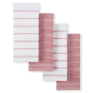 Albany Rose Pink/White Dried Cotton Kitchen Towel Set (4-Pack)