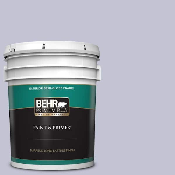 BEHR PREMIUM PLUS 5 gal. #630E-3 Grape Lavender Semi-Gloss Enamel Exterior Paint & Primer