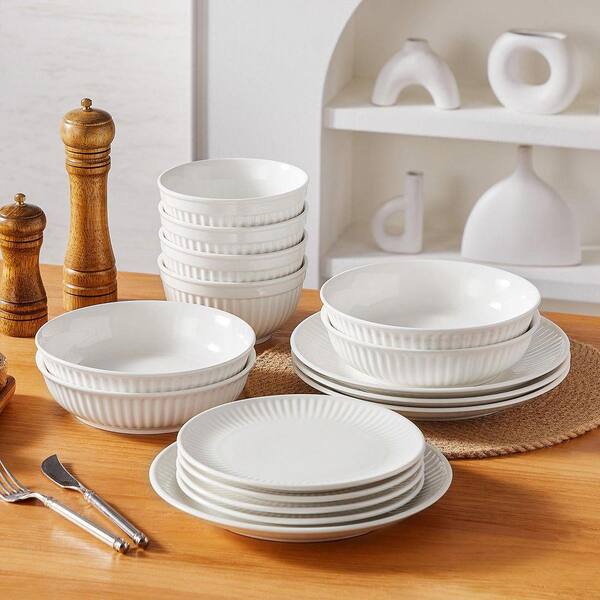 MALACASA 16-Piece White Porcelain Dinnerware Set (Service for 4