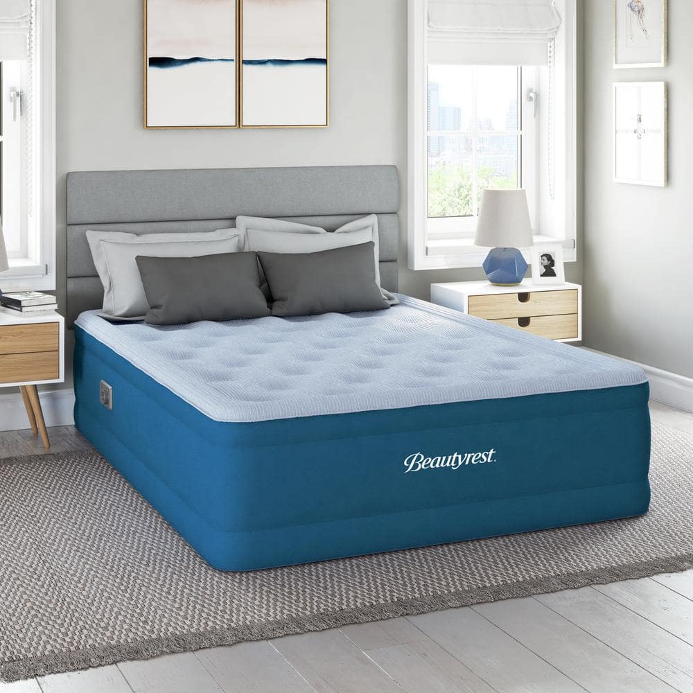 Beautyrest Comfort Plus Air Bed Mattress with Built-in Pump and Plush Cooling Topper, 17"" Queen -  MM09717QN