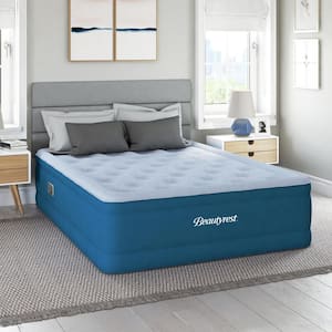 Comfort Plus Air Bed Mattress with Built-in Pump and Plush Cooling Topper, 17" Queen