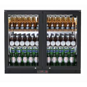 35 in. 7.4 cu. ft. 2 Glass Door Counter Height Back Bar Cooler Refrigerator with LED Lighting in Black