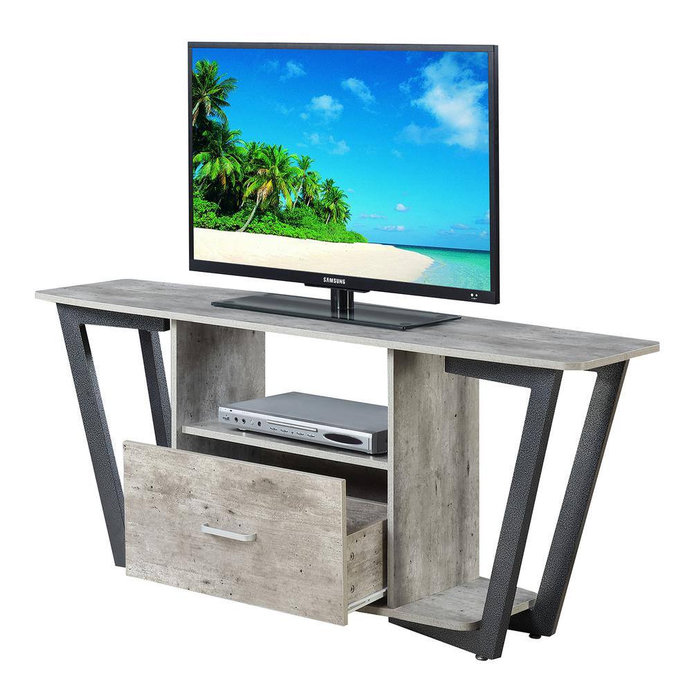 Urban Industrial Graystone 60" TV Stand with Cabinet, Gray/Black