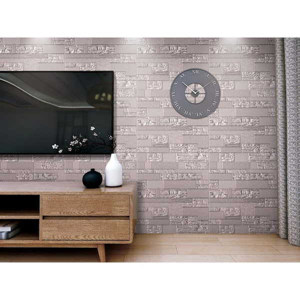 Falkirk Jura II 28 in. x 28 in. Peel & Stick Pale Copper Faux Bricks, Stones PE Foam Decorative Wall Paneling (10-Pack)