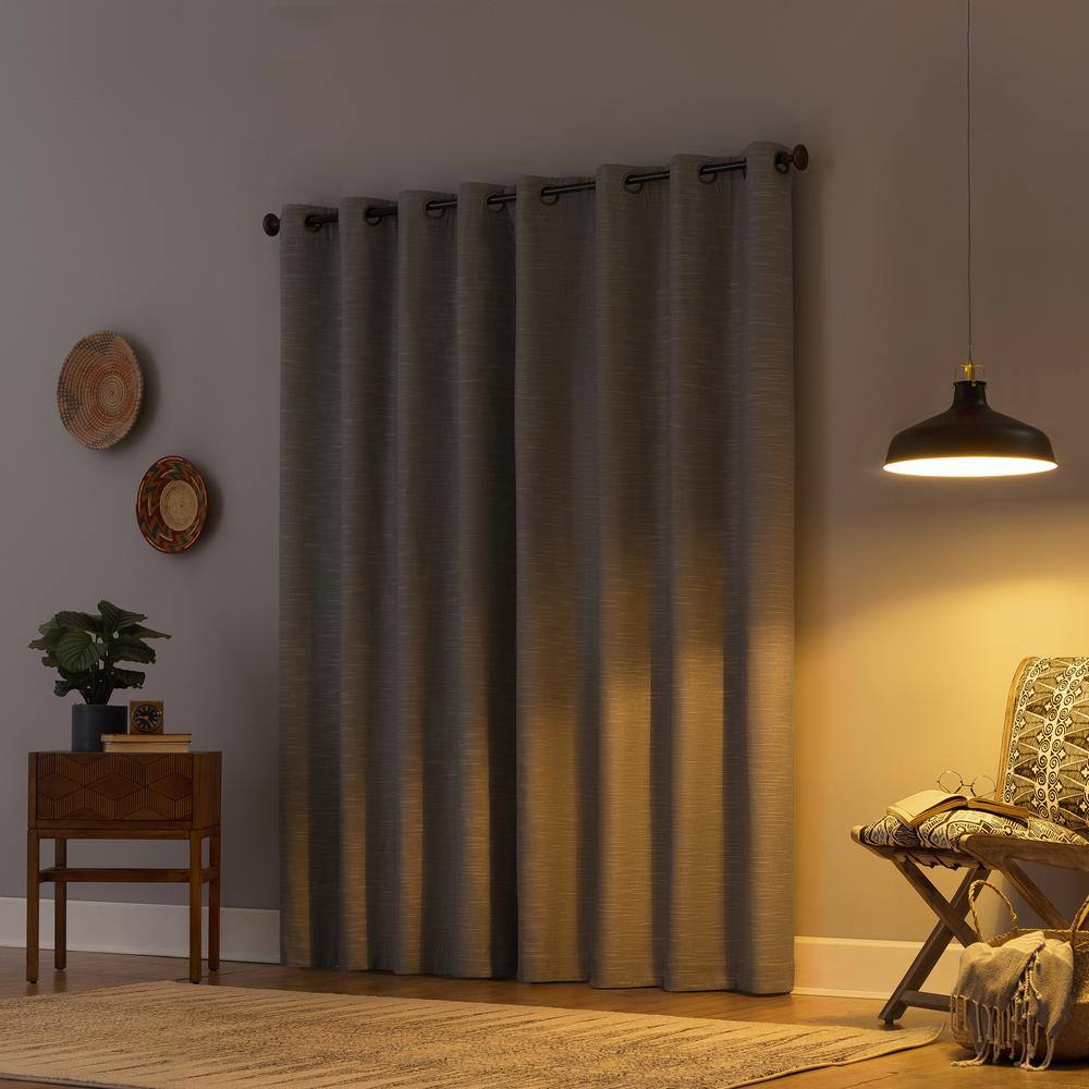 Gray Linen Blend Blackout Grommet Top Curtain Panel, 50" x 63"