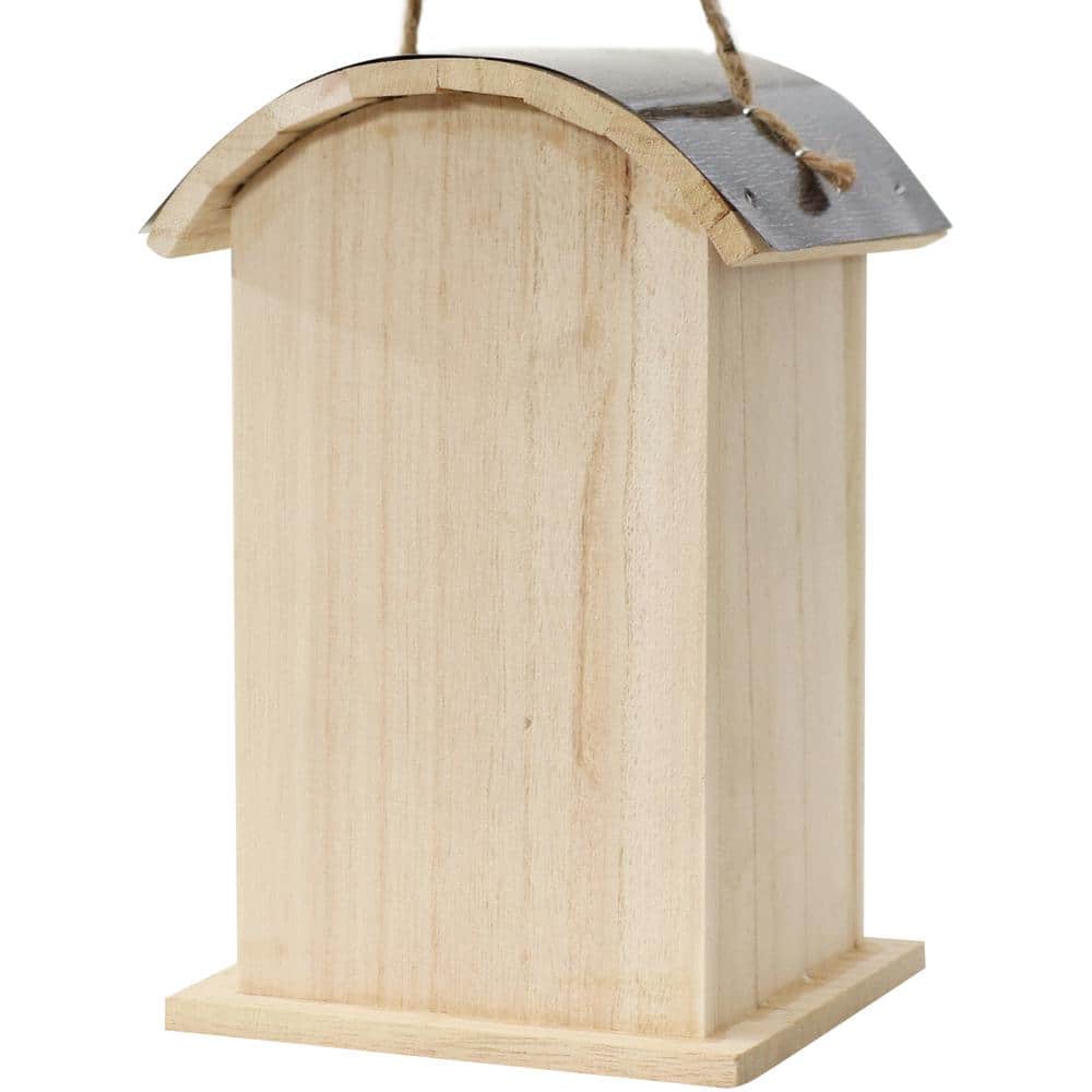 Whimsical Natural Wooden Hanging Bungalow Birdhouse