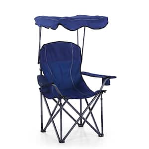 Camping Chair With Canopy 50+ UPF Dark Blue Folding Chair