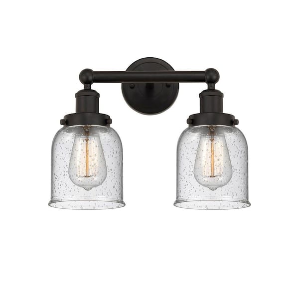 Bell 15.5 in. 2-Light Oil Rubbed Bronze Vanity Light with Glass Shade