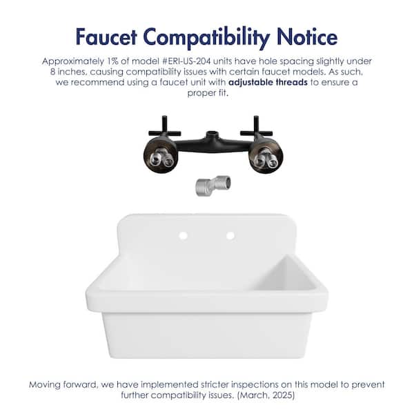 Eridanus Mason 15 Gal. Wall Mount Laundry Utility Sink - Crisp White