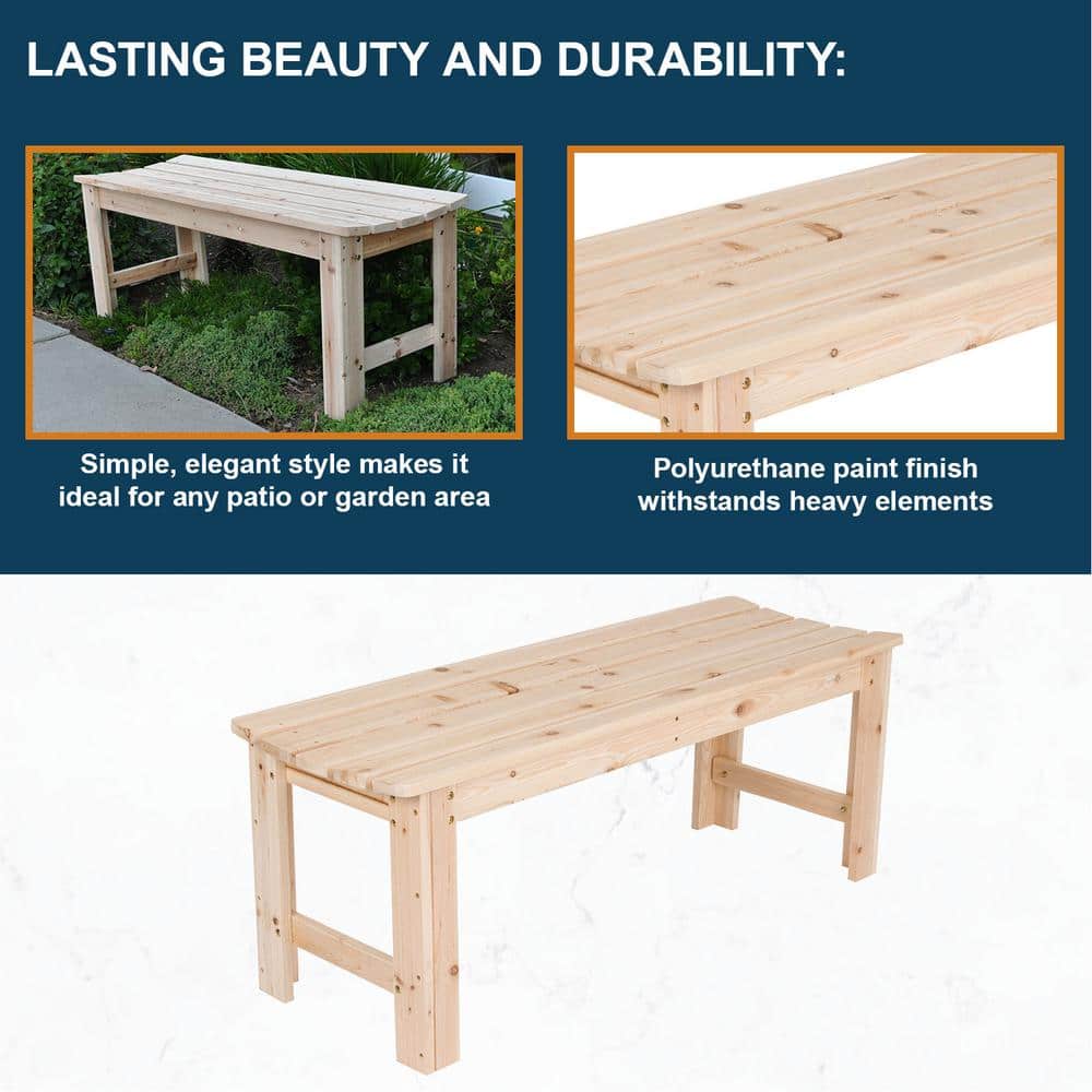 Natural Cedar 4-Foot Backless Garden Bench