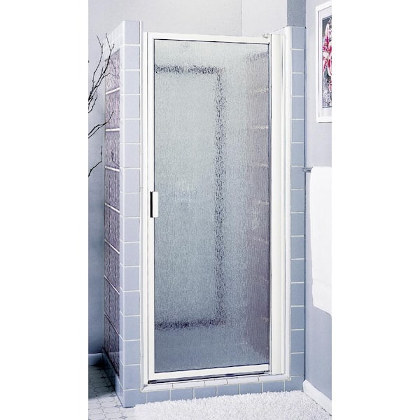 Contractors Wardrobe Model 6100 34-1/8 in. to 36-1/8 in. x 63 in. Framed Pivot Shower Door in Bright Clear with Rain Glass