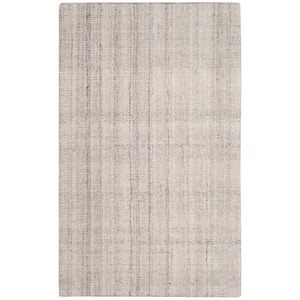 Abstract Light Gray Doormat 2 ft. x 4 ft. Striped Area Rug