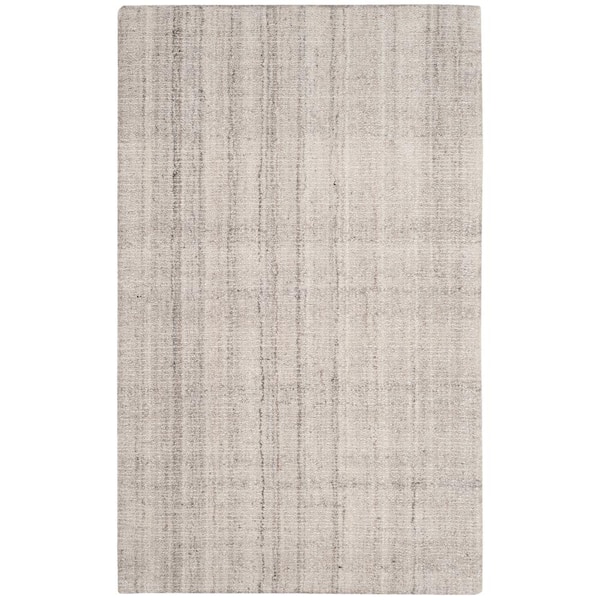 Abstract Light Gray Doormat 2 ft. x 4 ft. Striped Area Rug