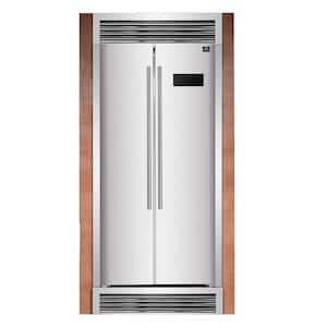 Salerno 37" Side by Side Counter Depth Refrigerator 15.6cu. Ft. SS color, with Professional handle and decorative grill