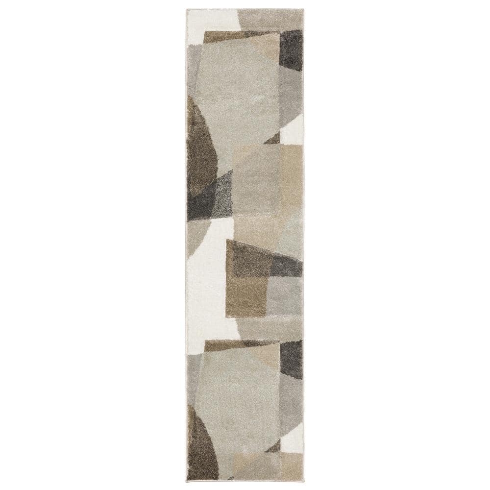 Chateau Beige/Multi-Colored 2 ft. x 8 ft. Abstract Geometric Polypropylene Indoor Runner Area Rug price history on PriceWatchPro