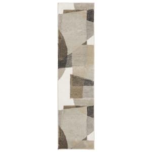 Chateau Beige/Multi-Colored 2 ft. x 8 ft. Abstract Geometric Polypropylene Indoor Runner Area Rug