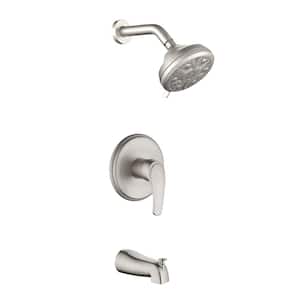Single Handle 10-Spray Wall Mount Tub and Shower Faucet 1.8 GPM Brass Shower Trim Kit in Brushed Nickel Valve Included