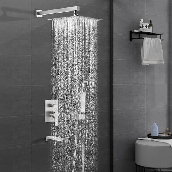 Maincraft Single Handle 1-Spray Tub and Shower Faucet 2.5 GPM with 10 in. Shower Head in Brushed Nickel (Valve Included)