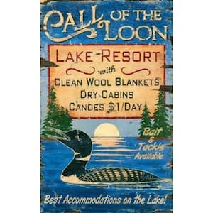 Charlie Vintage Style Loon and Lake Resort Advertisement Wood Wall Art