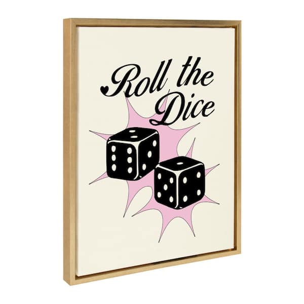 Kate and Laurel Sylvie Roll the Dice Pink Framed Canvas by Alli Standefer (Set of 1) Culture Art Print 18.00 in. x 24.00 in.