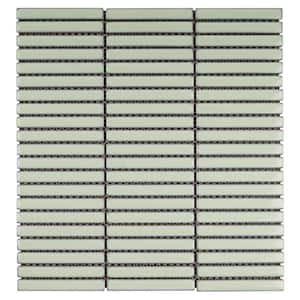 Porcetile Reactive Jade 11.2 in. x 11.91 in. Stacked Glossy Porcelain Mosaic Wall and Floor Tile (9.3 sq. ft./Case)