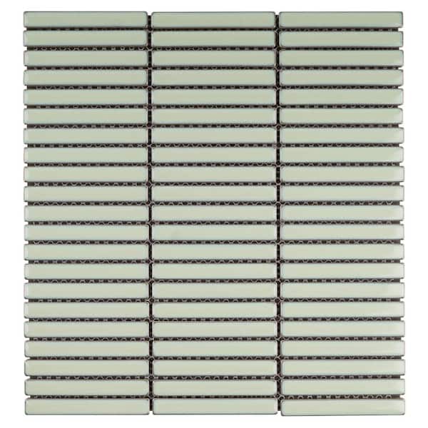 MOLOVO Porcetile Reactive Jade 11.2 in. x 11.91 in. Stacked Glossy Porcelain Mosaic Wall and Floor Tile (9.3 sq. ft./Case)