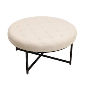 Alberton Beige Fabric Ottoman