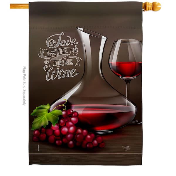Breeze Decor 2.3 ft. x 3.3 ft. Wine Time House Flag 2-Sided Beverages Decorative Vertical Flags