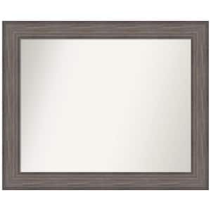 Country Barnwood 33 in. W x 27 in. H Non-Beveled Wood Bathroom Wall Mirror in Gray