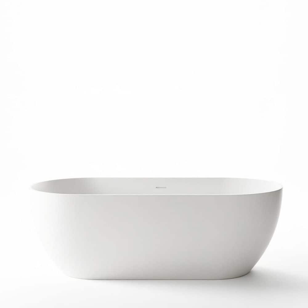 67 in. x 31.5 in. Solid Surface Stone Resin Soaking Bathtub with Center Drain in Matte White price history on PriceWatchPro